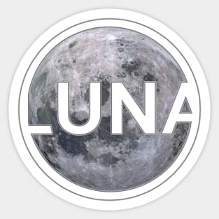 Moon with Luna lettering gift space idea Sticker